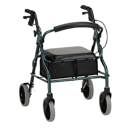 Nova Ortho-Med 4 Wheel Rollator Zoom 20 Green Adjustable Height / Folding Aluminum Frame - Case of 1 - 4220GN-CS