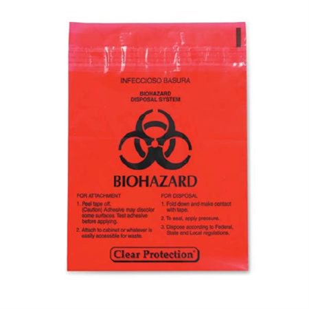 Market Lab Inc Biohazard Bag 1.4 Quart Red Bag Plastic 9 X 10 Inch - Pack of 100 - 2637-PK