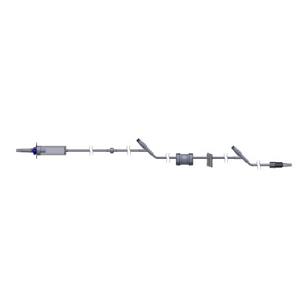 TrueCare Biomedix Primary IV Administration Set TrueCare™ Gravity 2 Ports Up to 300 mL Drip Rate 15 Micron Filter 100 Inch Tubing Solution - Box of 40 - TCBINF2NFRB-BX