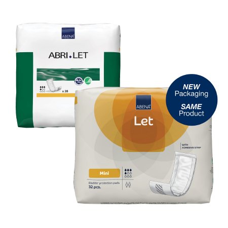 Abena North America Bladder Control Pad Abri-Let Mini 15 Inch Length Light Absorbency Fluff / Polymer Core One Size Fits Most - Case of 252 - 300217-CS