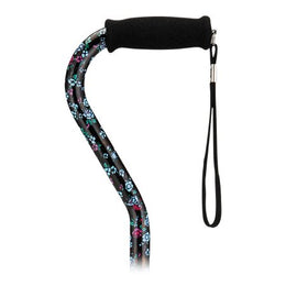 Nova Ortho-Med Offset Cane Nova Aluminum 30 to 39 Inch Height Black Floral Print - Case of 12 - 1070BF-CS