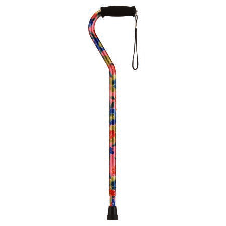 Nova Ortho-Med Offset Cane Nova Aluminum 30 to 39 Inch Height Pink Garden Print - Case of 12 - 1070PG-CS