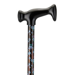 Nova Ortho-Med T-Handle Cane Nova Aluminum 28 to 39 Inch Height Flowers on Black Print - Case of 12 - 2025-CS