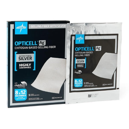 Medline Silver Gelling Fiber Dressing Opticell Ag+ 8 X 12 Inch Rectangle Sterile - Case of 50 - MSC98812EP-CS