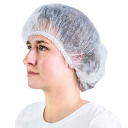 Cypress Bouffant Cap White Elastic Closure - Case of 1000 - XF1003-CS