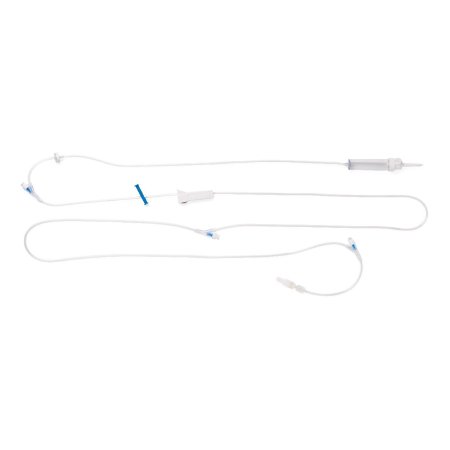 Medline Primary IV Administration Set Medline Gravity 3 Ports 15 Drops / mL Drip Rate Without Filter 109 Inch Tubing - Case of 50 - DYNDTN1545-CS