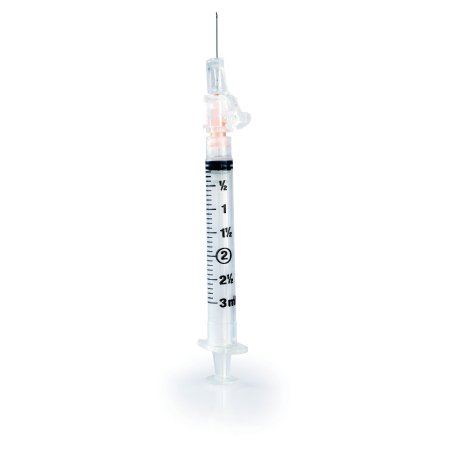 McKesson Safety Hypodermic Syringe with Needle McKesson Prevent® SG 3 mL 5/8 Inch 25 Gauge Sliding Safety Needle Regular Wall - Each - 306612-EA