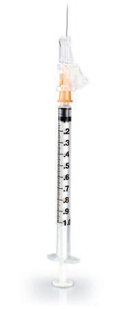 McKesson Safety Hypodermic Syringe with Needle McKesson Prevent® SG 1 mL 5/8 Inch 25 Gauge Sliding Safety Needle Regular Wall - Case of 400 - 306611-CS