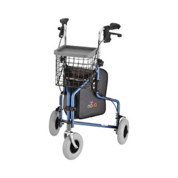 Nova Ortho-Med 3 Wheel Rollator Traveler® Blue Adjustable Height / Folding Aluminum Frame - Each - 4900BL-EA