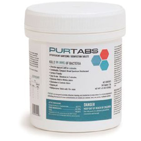 Market Lab Inc PurTabs Surface Disinfectant Broad Spectrum Dissolving Tablet 3.3 Gram Jar Scented NonSterile - Pack of 200 - 23144-PK