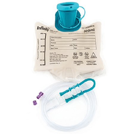 Zevex Enteral Feeding Pump Bag Set with ENFit® Connector Infinity® 500 mL Silicone NonSterile - Case of 30 - INF0500-E-CS