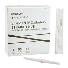 McKesson Peripheral IV Catheter McKesson Prevent® R 20 Gauge 1 Inch Button Retracting Safety Needle - Box of 50 - 380233-BX