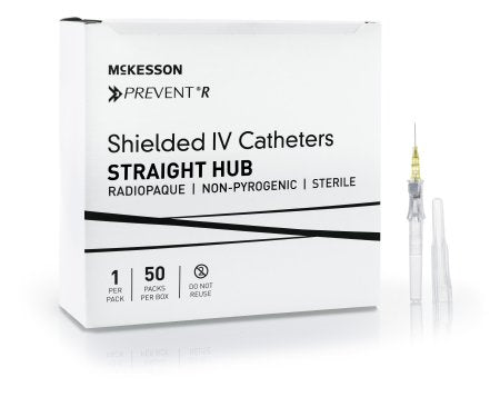 McKesson Peripheral IV Catheter McKesson Prevent® R 24 Gauge 0.5 Inch Button Retracting Safety Needle - Case of 200 - 380211-CS