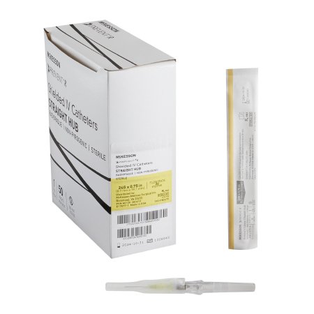 McKesson Peripheral IV Catheter McKesson Prevent® R 24 Gauge 0.75 Inch Button Retracting Safety Needle - Case of 200 - 380212-CS