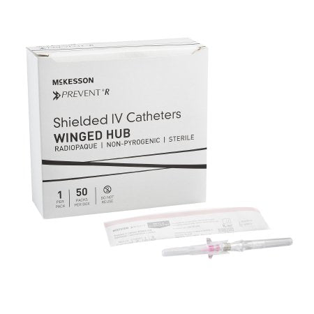 McKesson Peripheral IV Catheter McKesson Prevent® R 20 Gauge 1 Inch Button Retracting Safety Needle - Case of 200 - 380333-CS