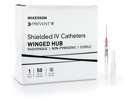McKesson Peripheral IV Catheter McKesson Prevent® R 20 Gauge 1.16 Inch Button Retracting Safety Needle - Case of 200 - 380334-CS