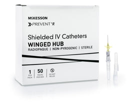 McKesson Peripheral IV Catheter McKesson Prevent® R 24 Gauge 0.75 Inch Button Retracting Safety Needle - Box of 50 - 380312-BX