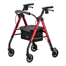 Nova Ortho-Med 4 Wheel Rollator NEW STAR 6 Red Adjustable Height / Folding Aluminum Frame - Each - 4286RD-EA