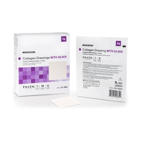 McKesson Silver Collagen Dressing McKesson 2 X 2 Inch Square Sterile - Box of 10 - 16-1860-BX