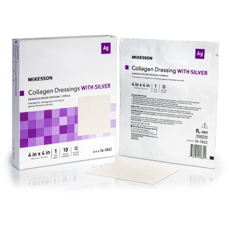 McKesson Silver Collagen Dressing McKesson 4 X 4 Inch Square Sterile - Each - 16-1862-EA