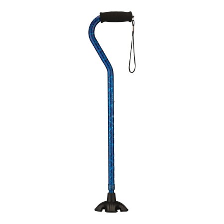 Nova Ortho-Med Offset Cane SugarCane Aluminum 28-1/2 to 39-1/2 Inch Height Blue Wave Print - Case of 12 - S1070PL-CS