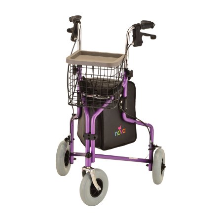 Nova Ortho-Med 3 Wheel Rollator Traveler® Purple Adjustable Height / Folding Aluminum Frame - Each - 4900PL-EA
