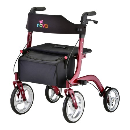 Nova Ortho-Med 4 Wheel Rollator EXPRESS Red Adjustable Height / Folding Aluminum Frame - Each - 4328RD-EA