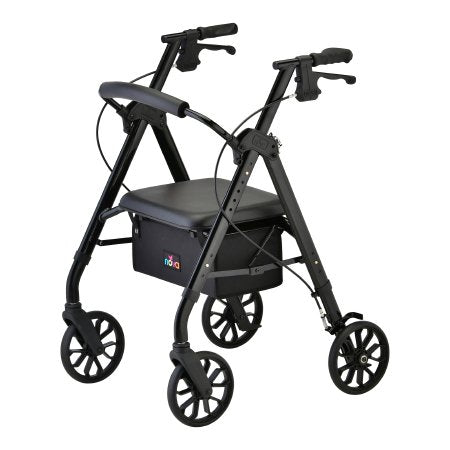 Nova Ortho-Med 4 Wheel Rollator NEW STAR Black Adjustable Height / Folding Aluminum Frame - Each - 4288BK-EA