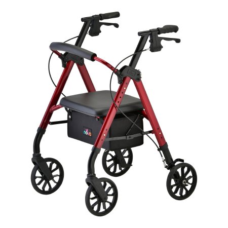 Nova Ortho-Med 4 Wheel Rollator NEW STAR Red Adjustable Height / Folding Aluminum Frame - Each - 4288RD-EA