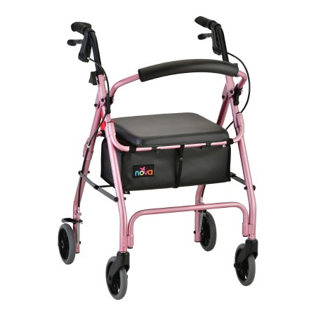 Nova Ortho-Med 4 Wheel Rollator GetGO Classic Pink Adjustable Height / Folding Aluminum Frame - Each - 4202CPK-EA