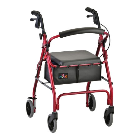 Nova Ortho-Med 4 Wheel Rollator GetGO Classic Red Adjustable Height / Folding Aluminum Frame - Each - 4202CRD-EA