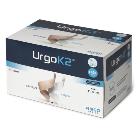 Urgo Medical North America LLC 2 Layer Compression Bandage System URGOK2™ 4 X 9-3/4 X 12-1/2 Inch Self-Adherent Closure Tan / White NonSterile Large 40 mmHg - Each - 553244-EA