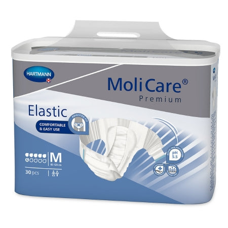 Hartmann Unisex Adult Incontinence Brief MoliCare® Premium Elastic 6D Medium Disposable Moderate Absorbency - Bag of 30 - 165272-BG
