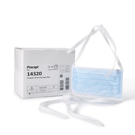 Aspen Surgical Products Surgical Mask FluidGard® 160 Anti-fog Foam Pleated Tie Closure One Size Fits Most Blue NonSterile ASTM Level 3 Adult - Case of 300 - 14320-CS