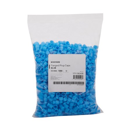 McKesson McKesson Tube Closure Polyethylene Flanged Plug Cap Blue 13 mm For Use with 13 mm Blood Drawing Tubes, Glass Test Tubes, Plastic Culture Tubes NonSterile - Bag of 1000 - 177-118240B-BG