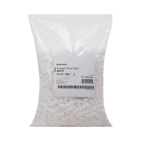 McKesson McKesson Tube Closure Polyethylene Flanged Plug Cap White 13 mm For Use with 13 mm Blood Drawing Tubes, Glass Test Tubes, Plastic Culture Tubes NonSterile - Case of 20000 - 177-118240W-CS