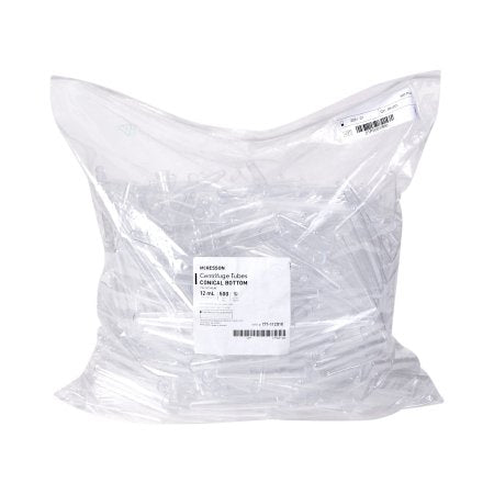 McKesson McKesson Centrifuge Tube Conical Bottom Plain 16 X 100 mm 12 mL Without Color Coding Without Closure Polystyrene Tube - Bag of 500 - 177-112010-BG