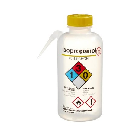 Thermo Scientific Nalge Safety Wash Bottle Nalgene™ Right-to-Know Isopropanol Label / Vented LDPE / Polypropylene 500 mL (16 oz.) - Case of 24 - 2436-0504-CS