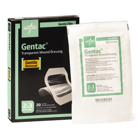 Medline Transparent Wound Dressing Gentac® 2 X 3 Inch 1 Tab Delivery Rectangle Sterile - Case of 100 - MSC1623-CS