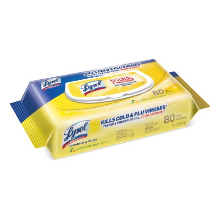 RJ Schinner Co Lysol® Surface Disinfectant Cleaner Premoistened Manual Pull Wipe 80 Count Soft Pack Lemon Lime Blossom Scent NonSterile - Case of 6 - 99716-CS