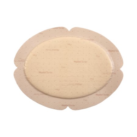 Molnlycke Foam Dressing Mepilex® Border Flex 3-1/10 X 4 Inch With Border Film Backing Silicone Adhesive Oval Sterile - Case of 50 - 583500-CS