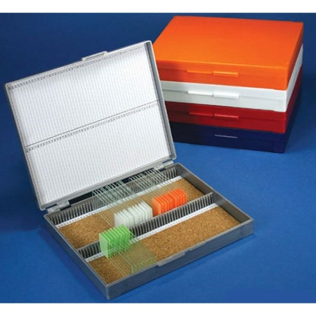McKesson Slide Storage Box McKesson Red ABS Plastic / Cork 100 Slide Capacity - Each - 177-513079R-EA