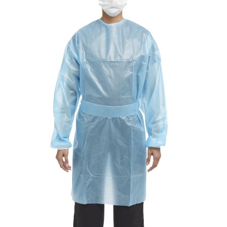 McKesson Chemotherapy Procedure Gown McKesson Medium Blue NonSterile AAMI Level 2 / ASTM D6978 Disposable - Case of 30 - 16-54KVM-CS