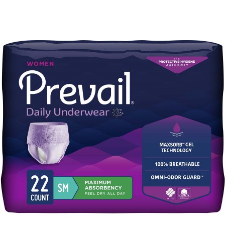 First Quality Female Adult Absorbent Underwear Prevail® Daily Underwear Pull On with Tear Away Seams Small Disposable Heavy Absorbency - Case of 88 - PWC-511-CS
