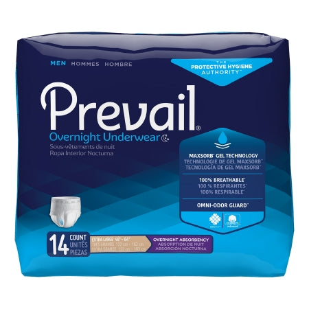 First Quality Male Adult Absorbent Underwear Prevail® Men's Overnight Pull On with Tear Away Seams X-Large Disposable Heavy Absorbency - Case of 56 - PMX-514-CS