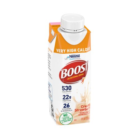 Nestle Healthcare Nutrition Oral Supplement Boost® Very High Calorie Strawberry Flavor Liquid 8 oz. Reclosable Carton - Each - 00043900661452-EA
