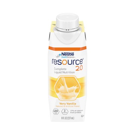 Nestle Healthcare Nutrition Oral Supplement Resource® 2.0 Very Vanilla Flavor Liquid 8 oz. Carton - Case of 24 - 00043900151670-CS