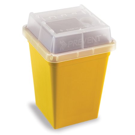 Heathrow Scientific LLC Chemotherapy Waste Container SharpSafety™ Yellow Base 4-1/2 X 4-1/2 X 7-1/2 Inch Vertical Entry 0.25 Gallon - Case of 18 - 120178-CS