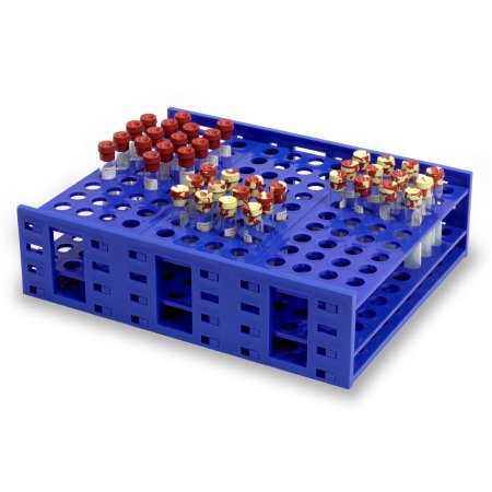 Heathrow Scientific LLC Clinical Test Tube Rack Mega Racks® 120 Place 10 mL Tube Size Blue 3-3/5 X 9-1/3 X 13-1/3 Inch - Each - HS24323A-EA