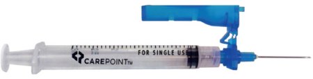 Allison Medical Inc Safety Hypodermic Syringe with Needle Carepoint™ Safety™ 3 mL 1 Inch 23 Gauge Hinged Safety Needle Regular Wall - Case of 8 - 35-8202-CS